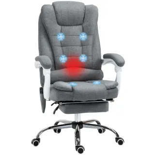 Silla de Oficina Gris con Masaje y Reposapiés