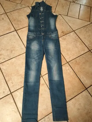 Salopette jeans donna blu
