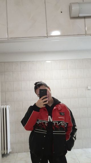 Chaqueta Biker Roja y Negra