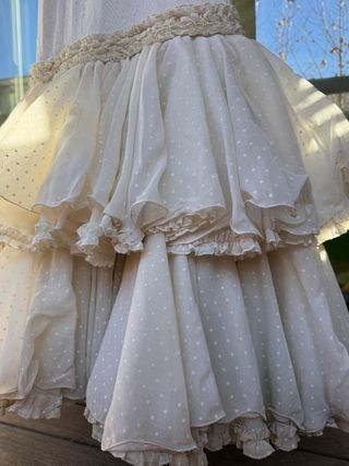 Vestido de Flamenca de encaje y plumeti