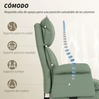 Silla Escritorio Reposapiés Reclinable Verde