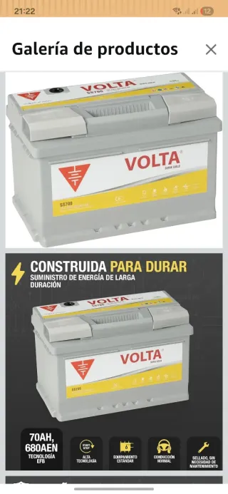 Batería Coche Volta SS700D 70Ah 680A Start-Stop