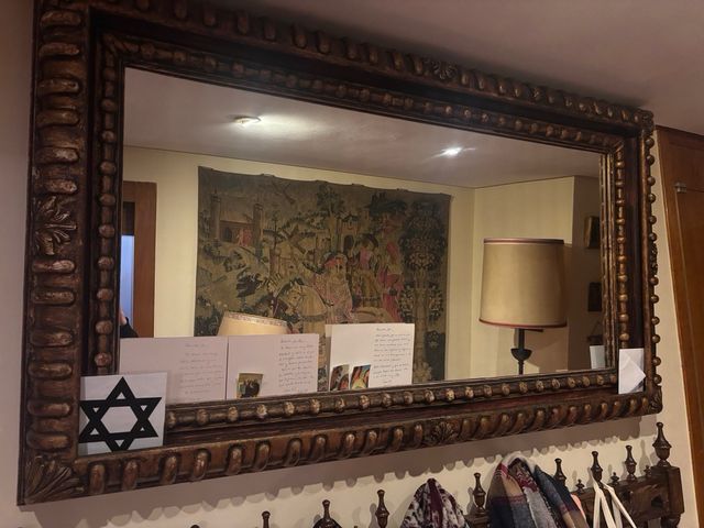 Espejo Antiguo Madera Maciza Dorado