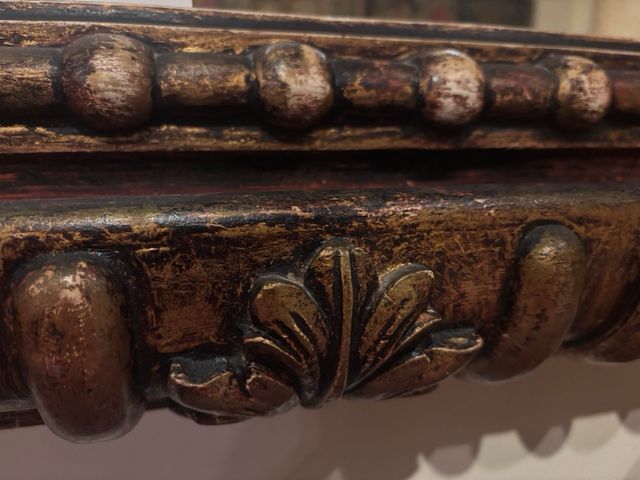 Espejo Antiguo Madera Maciza Dorado