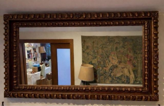 Espejo Antiguo Madera Maciza Dorado