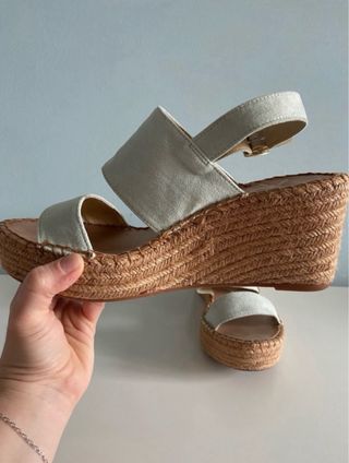 Sandalias cuña Replay verano beige/blanco