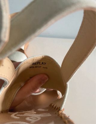 Sandalias cuña Replay verano beige/blanco