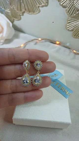 Pendientes Vintage Chapado Oro 18k Cristal