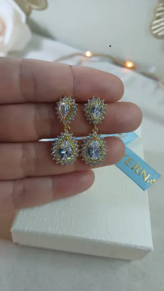 Pendientes Vintage Chapado Oro 18k Cristal