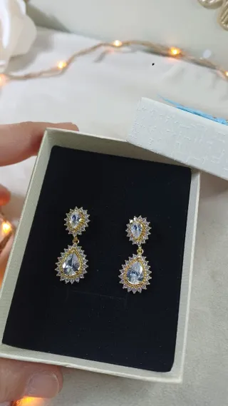 Pendientes Vintage Chapado Oro 18k Cristal