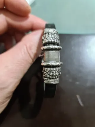 Pulsera Plata de Palo Negra y Plateada