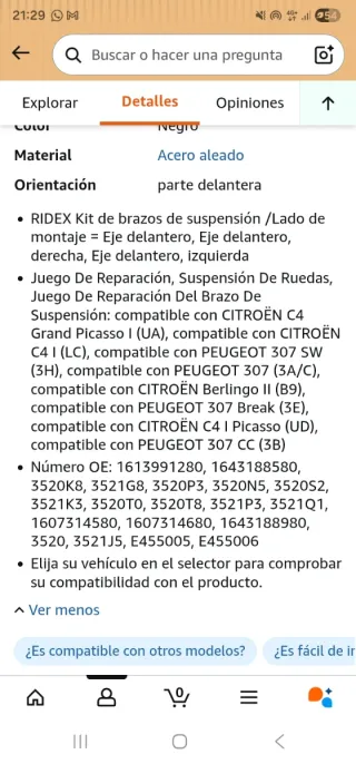 Brazos Suspensión Peugeot / Citroën
