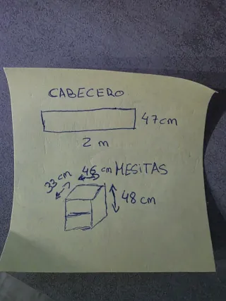 Mesitas de noche y cabecero a conjunto