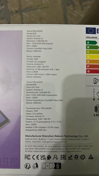 Tablet CRELANDER W30 con accesorios