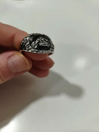 Anillo motero plata y negro