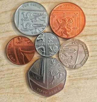 6 Monedas Británicas Escudo Real libra esterlina