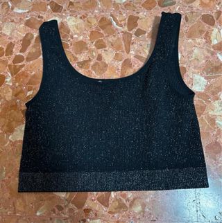 Top corto Guess negro con brillos