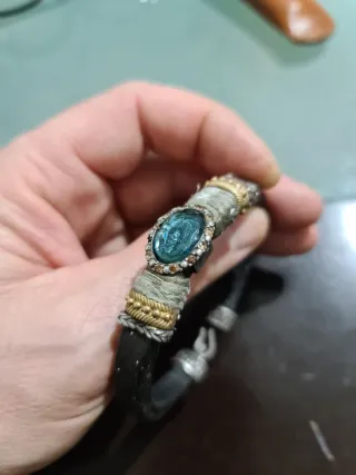 Pulsera Plata de Palo Teal y Plata