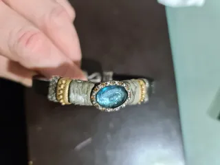Pulsera Plata de Palo Teal y Plata