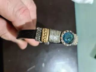 Pulsera Plata de Palo Teal y Plata
