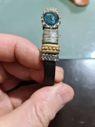 Pulsera Plata de Palo Teal y Plata