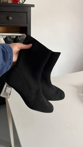 Botas negras tacón transparente