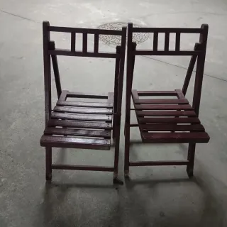 Pareja Sillas Plegables Madera Pequeñas