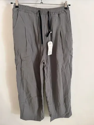 Pantalón Lino Hombre Talla L Gris