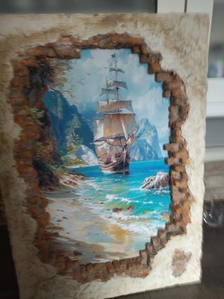 Cuadro decorativo con marco de ladrillo