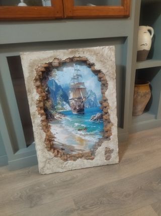 Cuadro decorativo con marco de ladrillo