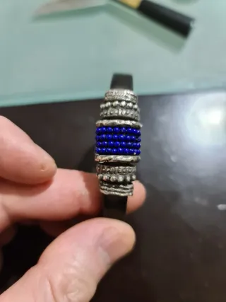 Pulsera Plata de Palo Azul y Plata