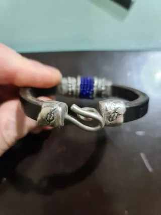 Pulsera Plata de Palo Azul y Plata