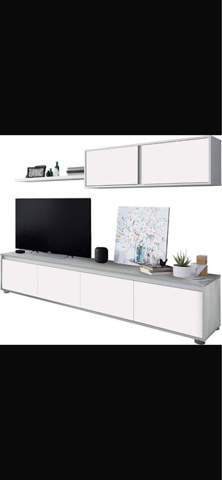 Mueble Salón Moderno Blanco y Gris