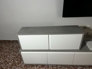Mueble Salón Moderno Blanco y Gris