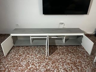 Mueble Salón Moderno Blanco y Gris
