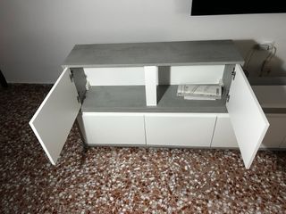 Mueble Salón Moderno Blanco y Gris