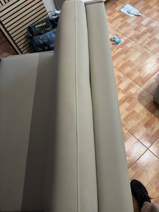 Sofá Cama Beige/Gris Piel Sintética