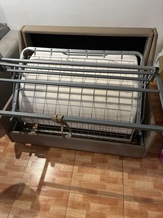 Sofá Cama Beige/Gris Piel Sintética