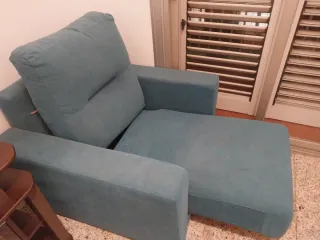 Sofá cama individual extensible azul