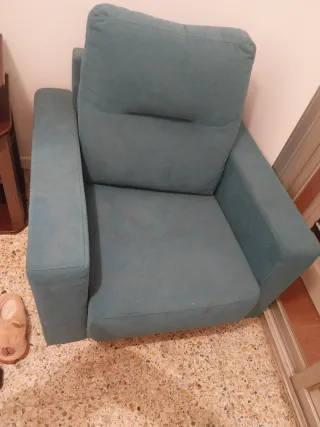 Sofá cama individual extensible azul