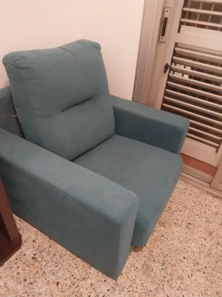 Sofá cama individual extensible azul