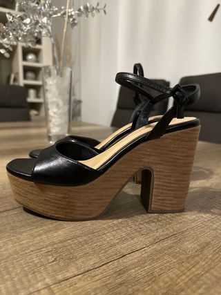 Sandalias Sfera Cuña Negra y Marrón Talla 39