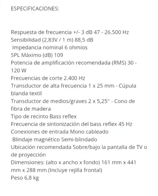 Altavoz Central Dali zensor vokal Home Cinema