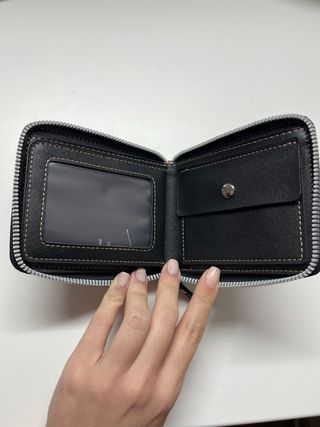 Cartera MenBense Cuero Marrón y Gris Cremallera