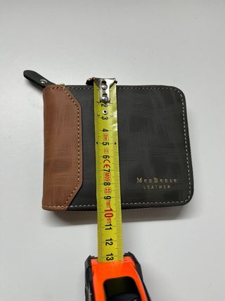 Cartera MenBense Cuero Marrón y Gris Cremallera