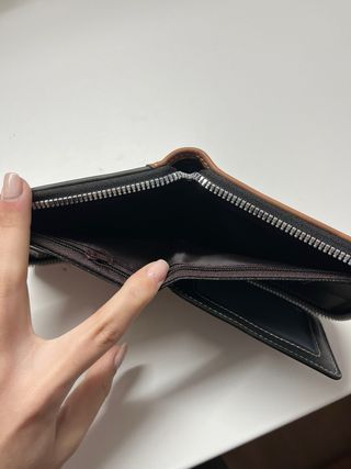 Cartera MenBense Cuero Marrón y Gris Cremallera