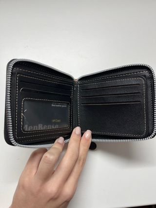 Cartera MenBense Cuero Marrón y Gris Cremallera