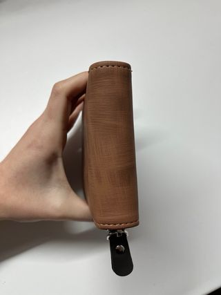 Cartera MenBense Cuero Marrón y Gris Cremallera