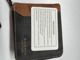 Cartera MenBense Cuero Marrón y Gris Cremallera