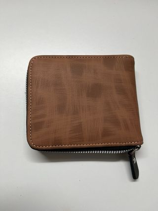 Cartera MenBense Cuero Marrón y Gris Cremallera